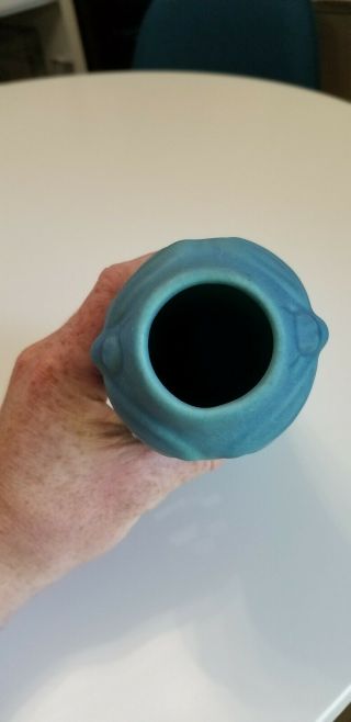 RARE Vintage Blue Aquamarine Van Briggle Pottery Signed Dragonfly Vase 5