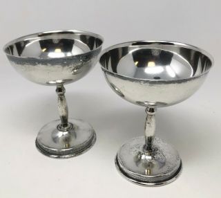 Juvento Lopez Reyes Mexican Sterling Silver (2) Goblets 4 3/4 " Tall; 6.  2 Oz.