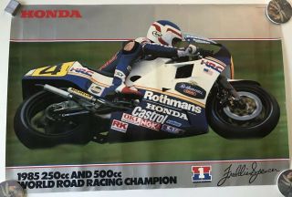 Vtg Rare 1/86 1985 Honda Freddie Spencer Poster Fim Grand Prix Ns500