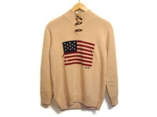 Vintage Rare Polo Ralph Lauren Flag Rl67 Pullover Sweatshirt Knit Lo Size M