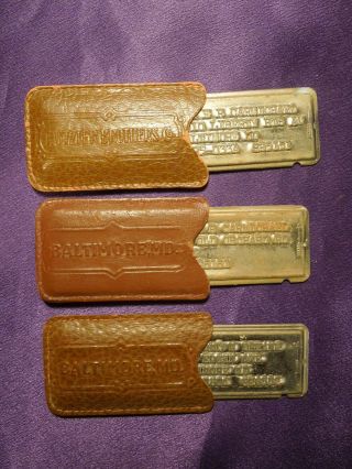 Vintage Baltimore Md Hutzlers Set Of 3 Early Store Plate Credit Cards W/ Sleeves