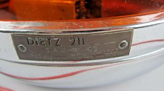 Vintage Dietz Model 211 Beacon Light with Rare 2 Tone Red &Amber Split Dome 2 - 11 4