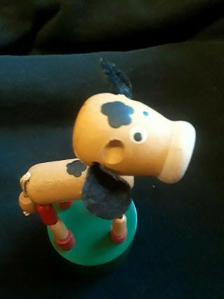 Vintage Wooden Collapsible Cow - Jointed Push - Up Button Collapsible Toy 4