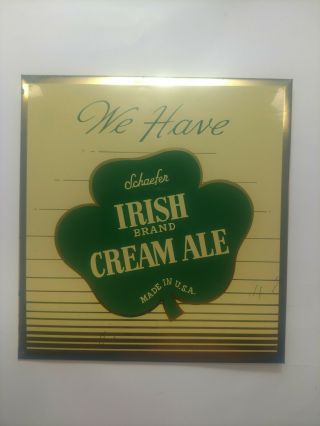 Schaefer Irish Cream Ale Tin On Over Cardboard Toc Beer Vintage Sign Ny York