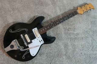 Vintage1966 Standel Custom 202 Electric Guitar Resoglass Fiberglass Rare Black