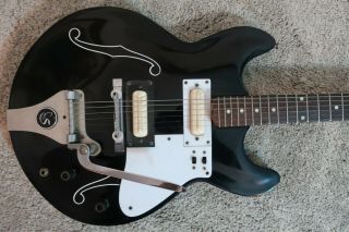 Vintage1966 Standel Custom 202 Electric Guitar Resoglass Fiberglass Rare Black 2
