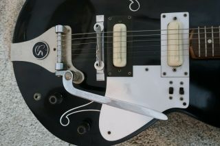 Vintage1966 Standel Custom 202 Electric Guitar Resoglass Fiberglass Rare Black 3