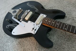 Vintage1966 Standel Custom 202 Electric Guitar Resoglass Fiberglass Rare Black 4