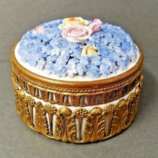 Elfinware Box Ormolu German Dresser Jar Antique Porcelain Vanity Germany Vintage