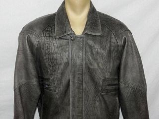 Vtg Mens Roger David gray butter soft lambskin leather bomber jacket 44 Large 2