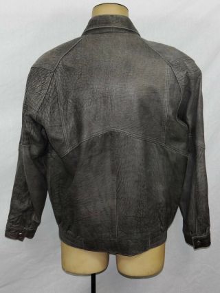 Vtg Mens Roger David gray butter soft lambskin leather bomber jacket 44 Large 3