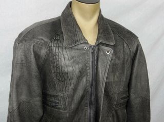 Vtg Mens Roger David gray butter soft lambskin leather bomber jacket 44 Large 4