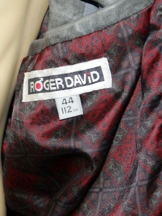 Vtg Mens Roger David gray butter soft lambskin leather bomber jacket 44 Large 5