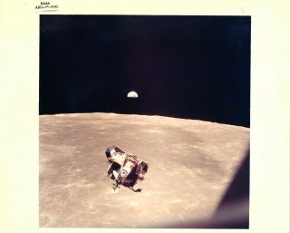 Vintage Nasa Apollo 11 Lm Viewed From Csm A Kodak Paper Black No.  As11 - 44 - 6642