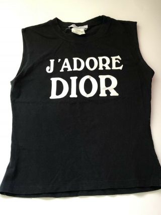 Rare Vtg Christian Dior By John Galliano Black J’adore Logo Tank Top M/l