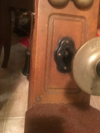 Vintage Antique Kellogg Hand Crank Wall Telephone Phone Wood Case 3