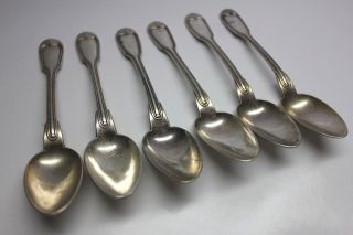 Antique Set Of 6 Chinon Dessert Spoons Christofle Silver Plated