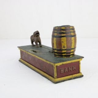 Antique Cast Iron Trick Dog Bank Orig.  Paint 1888 6 Part Base Hubley 5