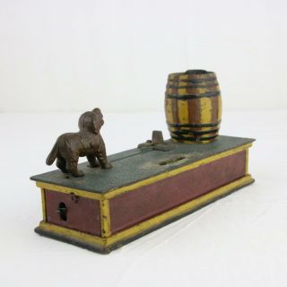 Antique Cast Iron Trick Dog Bank Orig.  Paint 1888 6 Part Base Hubley 6