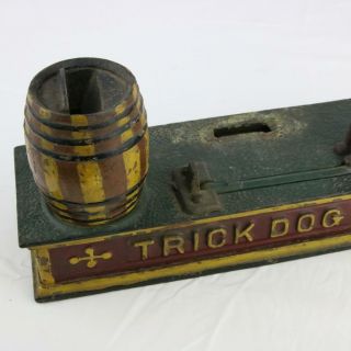 Antique Cast Iron Trick Dog Bank Orig.  Paint 1888 6 Part Base Hubley 8