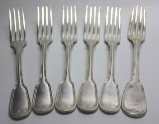 Antique Set Of 6 Chinon Silver Plated Christofle Luncheon Forks