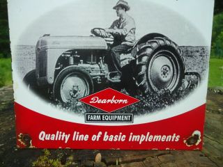 VINTAGE 1950 ' S FORD TRACTOR PORCELAIN SIGN DEARBORN FARM EQUIPMENT 2