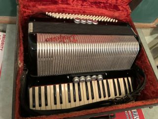 Vintage Delfeno Piano Accordion Made In Italy Velvet Lined Hard Case Exc