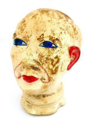 Colorful Pharaoh King Egyptian Antique Head Statue Rare Ancient Stone Sculpture