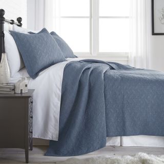 Roswell 3 - Piece Modern Blue Vintage Soft - Washed 100 Cotton Quilt Set