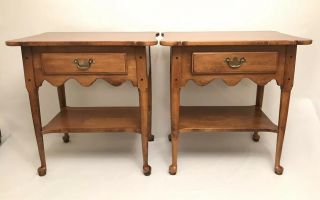 Ethan Allen Circa 1776 End Table Nightstand Vintage Wood Furniture Pair Bed Room