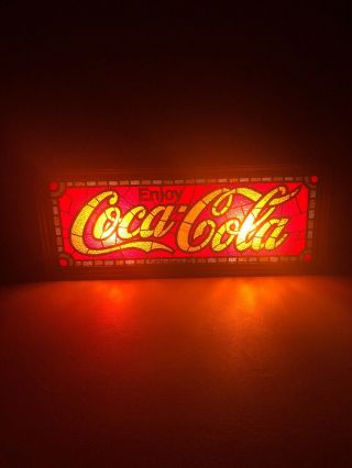 Vintage Enjoy Coca - Cola Light Sign Plastic Stained Glass