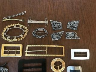 Antique Vtg Art Deco Belt Shoe Buckles Buttons Rhinestone Cut Steel More Than 50 2