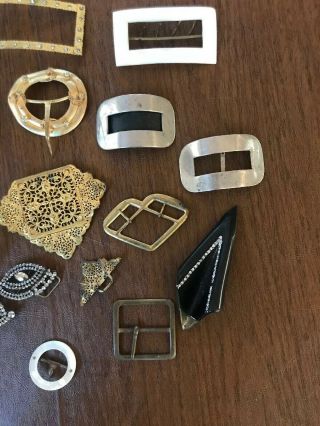 Antique Vtg Art Deco Belt Shoe Buckles Buttons Rhinestone Cut Steel More Than 50 7