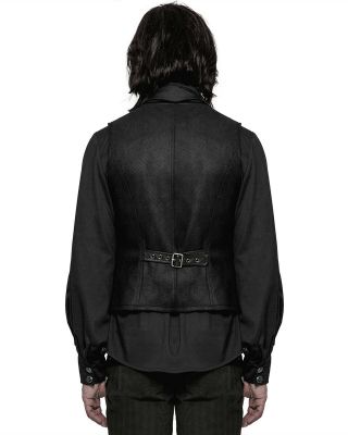 Punk Rave Mens Vest Waistcoat Black Gothic Steampunk Victorian VTG Faux Leather 5