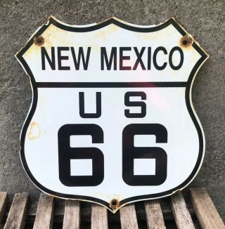 Vintage Highway Mexico 66 Porcelain Enamel Road Sign