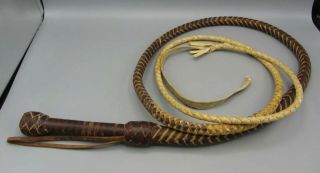 Vintage Leather Bullwhip Indiana Jones Or Drover Cowboy Style 8ft