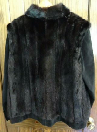 Vintage Black Mink and Suede Jacket Lonny G by Gropper (Canada) Sz.  XL 18 2