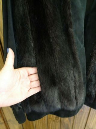 Vintage Black Mink and Suede Jacket Lonny G by Gropper (Canada) Sz.  XL 18 5