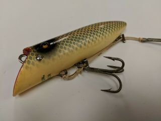 Vintage Wooden Heddon Basser Glass Eyed Fishing Lure Antique Tackle Salmon Bass