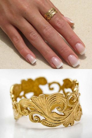 Nurit Design Vintage Wedding Ring Engraved 14k Gold Band Women