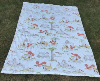Vintage 1980 The Fox and the Hound Flat Bed Sheet Fabric Walt Disney Productions 2