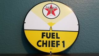 Vintage Texaco Gasoline Porcelain Gas Oil Indian Chief Service Station Pump Sign