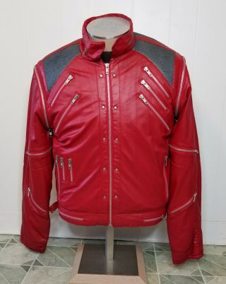 Vintage Andre De Leure Michael Jackson Beat It Red Zipper Jacket 80s Pop Music