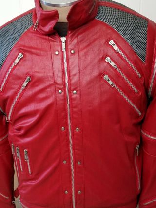 Vintage Andre De Leure Michael Jackson Beat It Red Zipper Jacket 80s Pop Music 2