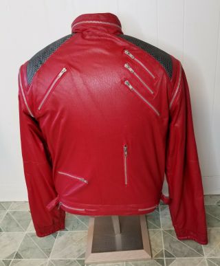 Vintage Andre De Leure Michael Jackson Beat It Red Zipper Jacket 80s Pop Music 5