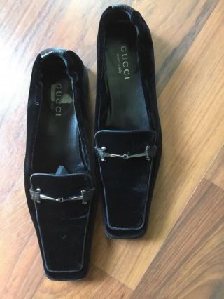 Vintage Gucci " Rare " Black Velvet Loafers