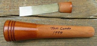 VINTAGE RARE EARLY 1994 TOMCONDO CARVED FLYING DUCKS WITH FEATHER DUCK CALL 8