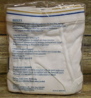 Vintage NOS 3 Pack Towncraft JC Penney Briefs Underwear Full Cut White 32 3