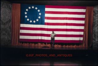 1976 Bicentennial Janitor Sweeping Orig Vtg Amateur 35mm Photo Slide Americana