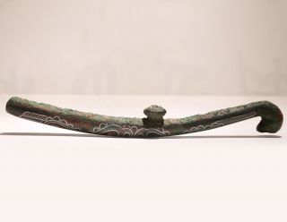 Archaic Chinese Warring States Antique Daigou Bronze Ware Old Belt Hook Sa65